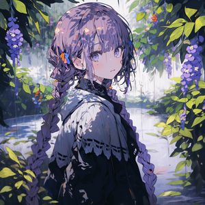 Preview wallpaper girl, flowers, garden, anime, art