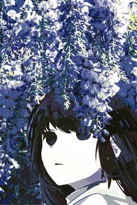 Preview wallpaper girl, flowers, garden, anime