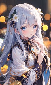 Preview wallpaper girl, flowers, hairpin, jewelry, anime, art