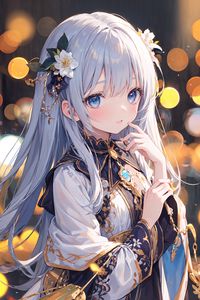 Preview wallpaper girl, flowers, hairpin, jewelry, anime, art