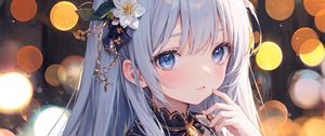 Preview wallpaper girl, flowers, hairpin, jewelry, anime, art