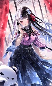 Preview wallpaper girl, flowers, hairpins, jewelry, dress, anime