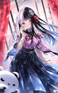 Preview wallpaper girl, flowers, hairpins, jewelry, dress, anime