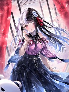 Preview wallpaper girl, flowers, hairpins, jewelry, dress, anime