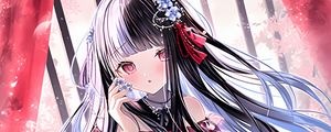 Preview wallpaper girl, flowers, hairpins, jewelry, dress, anime