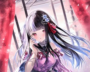 Preview wallpaper girl, flowers, hairpins, jewelry, dress, anime