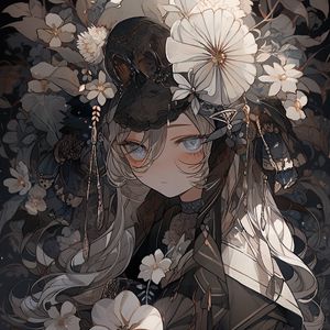 Preview wallpaper girl, flowers, jewelry, anime, art