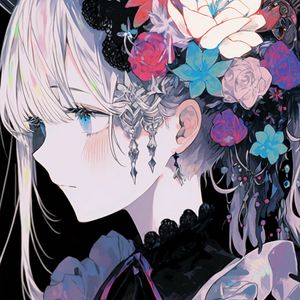 Preview wallpaper girl, flowers, jewelry, anime, art, profile