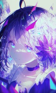 Preview wallpaper girl, flowers, light, anime