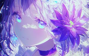 Preview wallpaper girl, flowers, light, anime