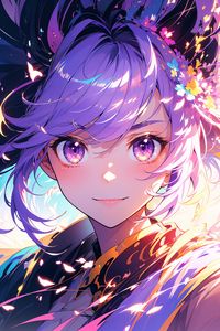 Preview wallpaper girl, flowers, light, anime, art