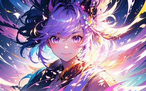 Preview wallpaper girl, flowers, light, anime, art