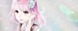 Preview wallpaper girl, flowers, petals, anime, art