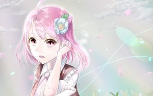 Preview wallpaper girl, flowers, petals, anime, art