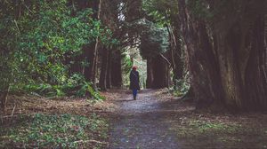 Preview wallpaper girl, forest, alone, nature