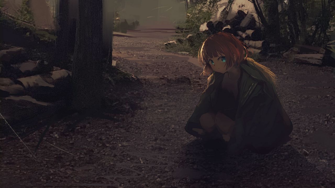 Wallpaper girl, forest, nature, alone, anime, art