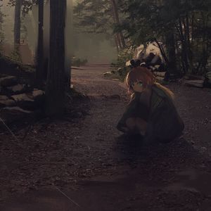 Preview wallpaper girl, forest, nature, alone, anime, art