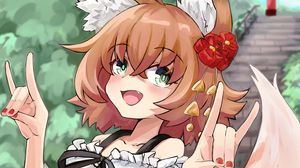 Preview wallpaper girl, fox, ears, gesture, anime, art