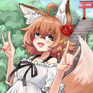 Preview wallpaper girl, fox, ears, gesture, anime, art