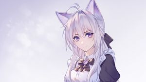 Preview wallpaper girl, fox, ears, maid, anime, art, purple