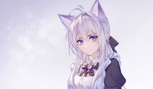 Preview wallpaper girl, fox, ears, maid, anime, art, purple