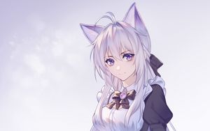 Preview wallpaper girl, fox, ears, maid, anime, art, purple