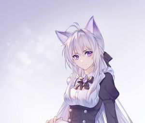 Preview wallpaper girl, fox, ears, maid, anime, art, purple