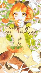 Preview wallpaper girl, fruit, watercolor, anime