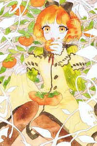 Preview wallpaper girl, fruit, watercolor, anime