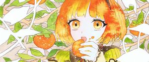 Preview wallpaper girl, fruit, watercolor, anime