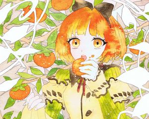 Preview wallpaper girl, fruit, watercolor, anime