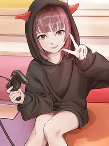 Preview wallpaper girl, gamer, gamepad, joystick, anime