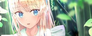 Preview wallpaper girl, garden, leaves, anime