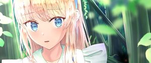 Preview wallpaper girl, garden, leaves, anime