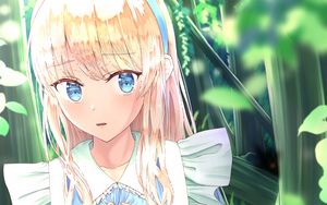 Preview wallpaper girl, garden, leaves, anime