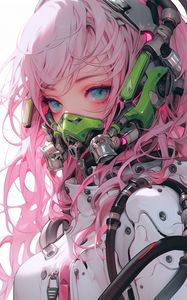 Preview wallpaper girl, gas mask, space suit, anime