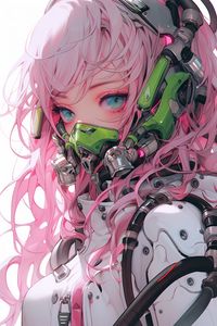 Preview wallpaper girl, gas mask, space suit, anime