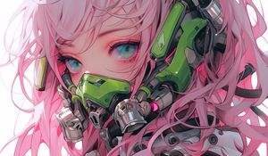 Preview wallpaper girl, gas mask, space suit, anime