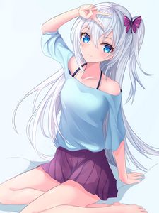 Preview wallpaper girl, gesture, anime, art, cute