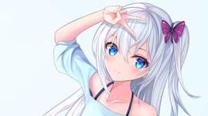 Preview wallpaper girl, gesture, anime, art, cute