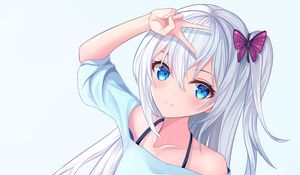 Preview wallpaper girl, gesture, anime, art, cute