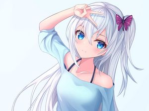 Preview wallpaper girl, gesture, anime, art, cute