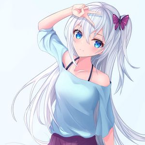 Preview wallpaper girl, gesture, anime, art, cute