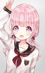 Preview wallpaper girl, gesture, anime, art, pink