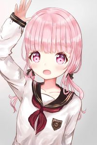 Preview wallpaper girl, gesture, anime, art, pink