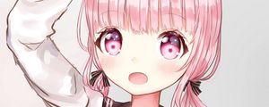 Preview wallpaper girl, gesture, anime, art, pink