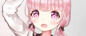 Preview wallpaper girl, gesture, anime, art, pink