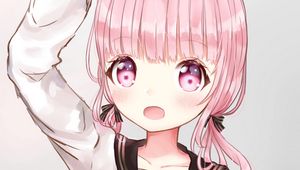 Preview wallpaper girl, gesture, anime, art, pink