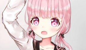 Preview wallpaper girl, gesture, anime, art, pink