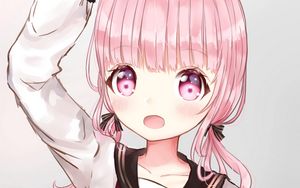 Preview wallpaper girl, gesture, anime, art, pink